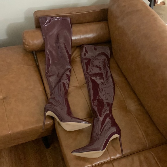 Burgundy Patent Steve Madden Burgundy Booties Steve Madden Vava